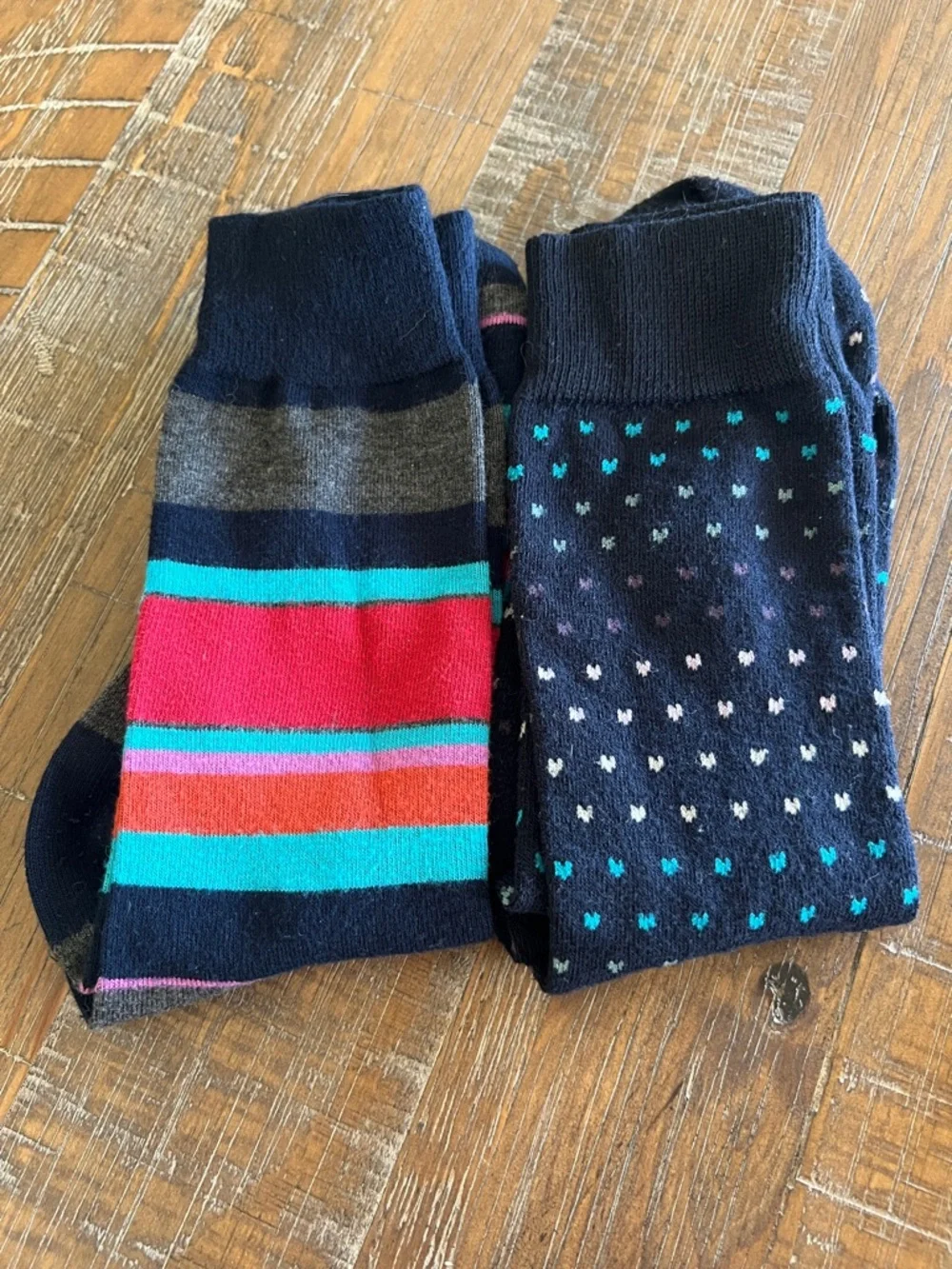 Classic Men's Patterned Crew Socks - Navy, Teal, Red